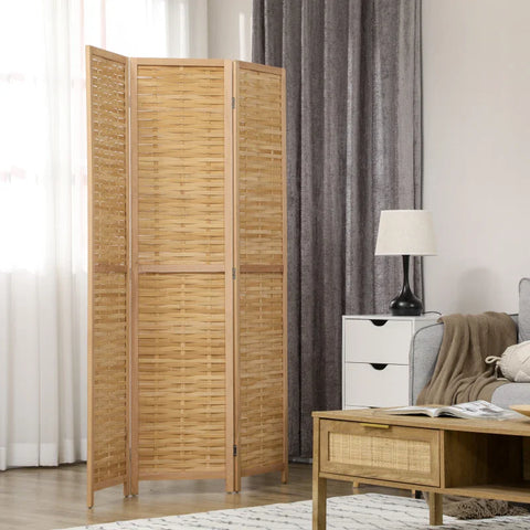 Rootz Room Divider - Folding Partition - Privacy Screen - Bamboo - 3 Parts - Natural - 120 cm x 170 cm x 1.8 cm