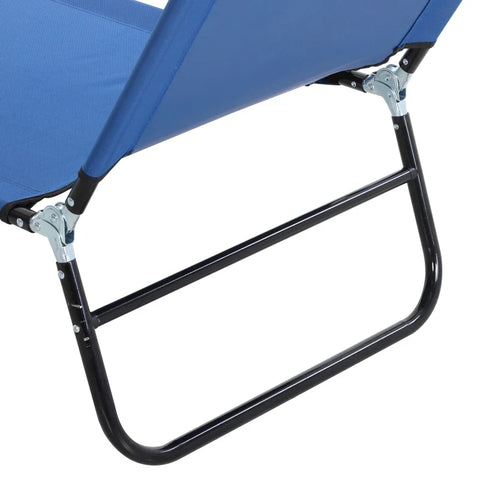 Rootz Sun Lounger - 5 Way Adjustable Backrest - Sunbeds - Quick Drying - Oxford Fabric - Metal Frame - Blue - 190 x 56 x 28 cm
