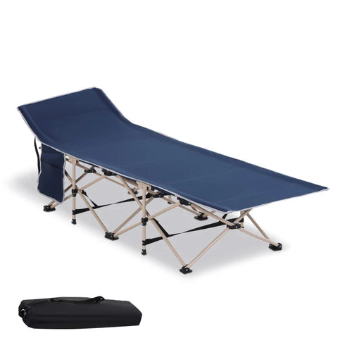 Rootz Camping Bed - Foldable - Weather Resistant - Includes Carrying bag - Blue - 190 cm x 68 cm x 52 cm