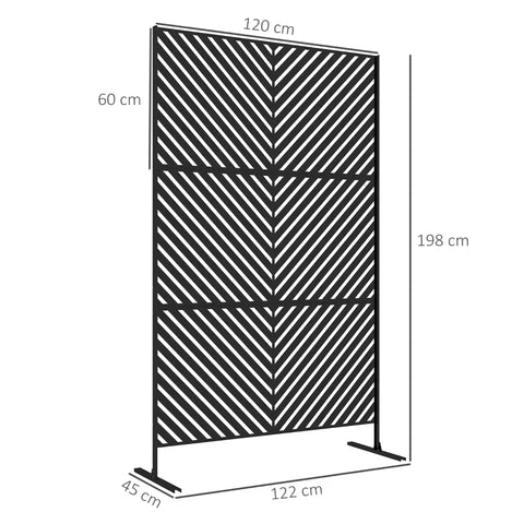 Rootz Privacy Screen - Garden Partition - Outdoor Privacy Screen - Geometric Shapes - Metal - Black - 122 x 45 x 198 cm