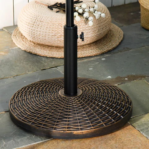 Rootz Parasol Stand - Umbrella Stand - Umbrella Holder - Umbrella Base - Rattan Look - Basket Stand - Plastic + Cement - Antique Bronze - Ø53 x H40 cm
