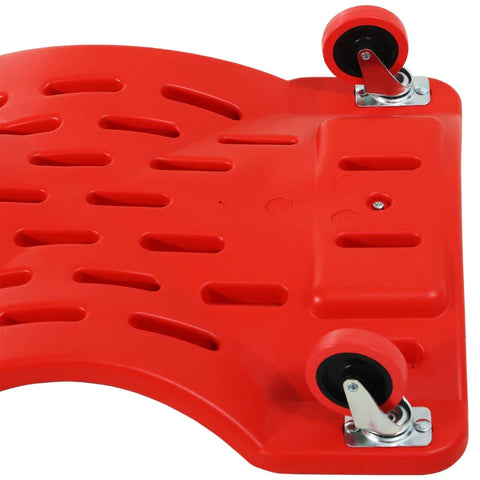 Rootz Assembly Roller Board - Headrest - Ergonomic Design - Tool Tray - Oil-resistant - Up To 120 Kg - Robust Plastic - Red - 100L x 48W x 12H cm