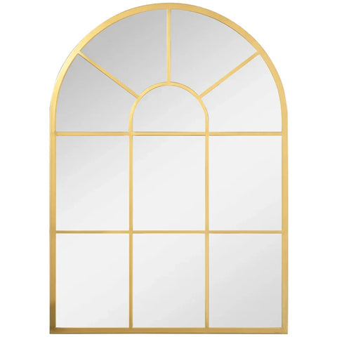 Rootz Wall Mirror - Window Mirror - With Metal Frame - Wall Decoration - Gold - 70 x 2 x 50 cm