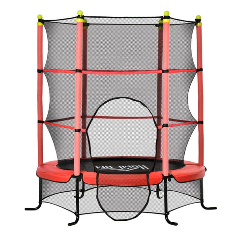Rootz Children's Trampoline - Safety Net - Edge Padding - Weatherproof - Metal Frame - Up To 50 Kg - Steel - Plastic - Red - Ø163cm X 163cm