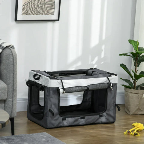 Rootz Dog Buggy - Pet Buggy - Dog Cart - Folding - Removable Basket - Oxford Cloth - Steel - Black - Gray - White - 81 X 58 X 97.5 Cm