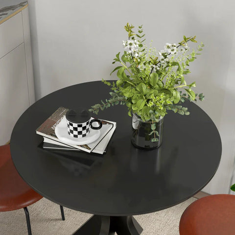 Rootz Dining Table - Kitchen Table - Round Table - Modern Design - Powder-coated Steel - Black - 78 cm x 78 cm x 75 cm