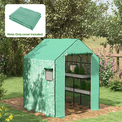 Rootz Greenhouse - Cold Frame Greenhouse - Film Greenhouse - Roll Up Doors - UV-resistant - Green - 140cm x 143cm x 190cm