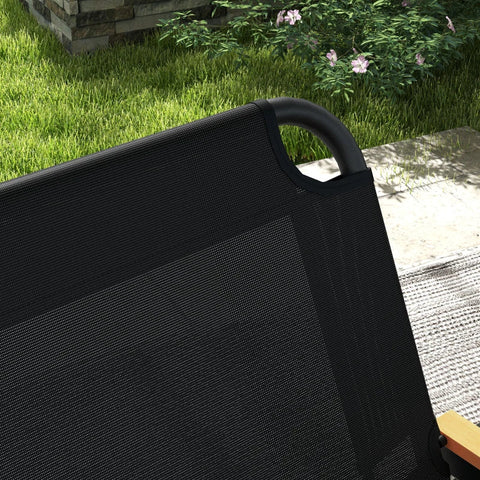 Rootz Camping Bench - Folding 2-seater - Garden Bench - Amping & Picnics - Mesh Fabric Plastic - Black - 108L x 65W x 73H cm