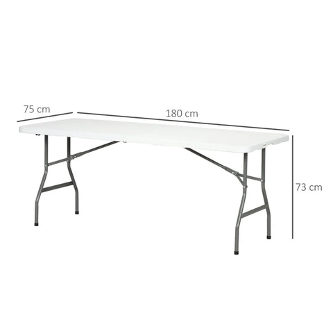 Rootz Garden Table - Garden Folding Table - Outdoor Table - Powder-coated Steel Frame - White + Gray - 180 cm x 75 cm x 73 cm