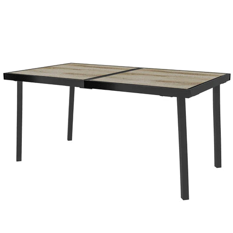 Rootz Garden Table - Patio Table - Outdoor Table For 6 People - Wood Look - Metal Frame - Weatherproof - Gray - 145 x 85 x 72 cm