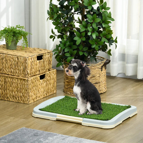 Rootz Dog Toilet - Puppy Toilet - 2 Layers - Artificial Grass - Reusable - Puppy Training Pad - Green + White - 63 x 48.5 x 6 cm