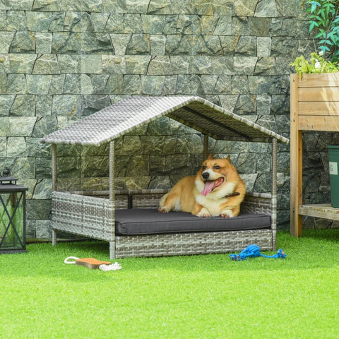 Rootz Dog Kennel - Dog House - Pet Bed - Dog Basket - Weather Resistant - Removable Poster - Gray - 69cm x 98cm x 70cm