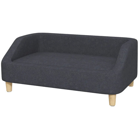 Rootz Dog Sofa - Pet Sofa - Medium - Large Dogs - Dog Couch - Raised Design - Dog Chair - Wooden Legs - Foam - Plastic - Dark Gray - 95 X 63 X 39 Cm