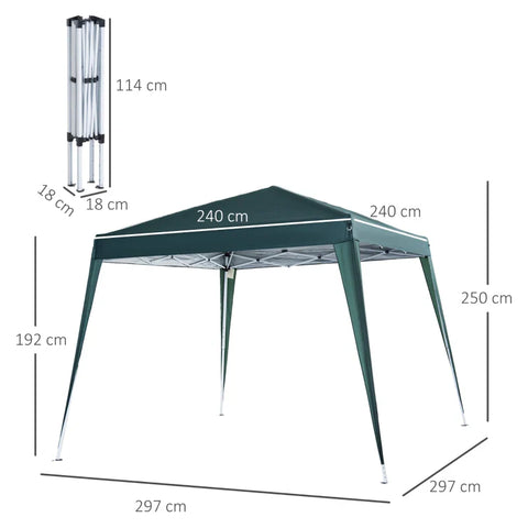 Rootz Garden Pavilion - Folding Pavilion - Folding Tent With UV Protection - Tent With Carrying Bag - Garden - Balcony - Steel - Green - 240L x 240W x 250H cm