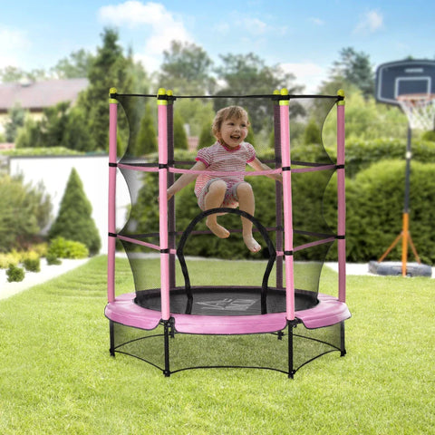 Rootz Trampoline for Children - Fitness Trampoline with Safety Net - Toddler Trampoline - Springless design - Indoor - Outdoor - Pink - 140L x 140W x 160H cm