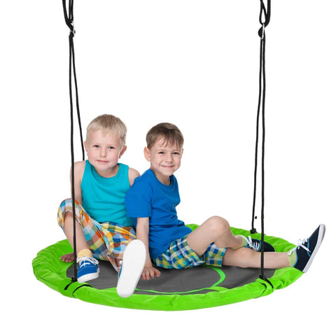 Rootz Children's Swing - Nest Swing - Weatherproof - Up to 100kg - Length Adjustable Ropes - Green - Ø110cm x 170cm