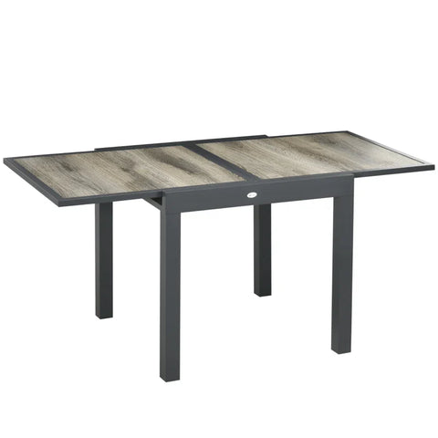 Rootz Extendable Garden Table - Outdoor Dining Table - Easy To Clean - Aluminum Frame - Wood Look - Beige - 160 x 80 x 75 cm
