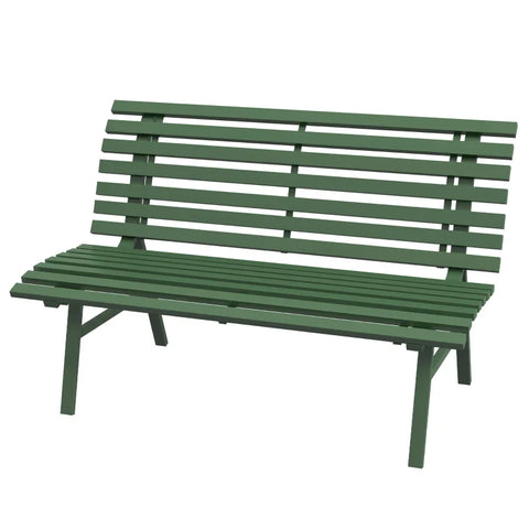 Rootz Garden Bench - Park Bench - Slatted Design - Weatherproof - Aluminum - Green - 123L x 67W x 79H cm