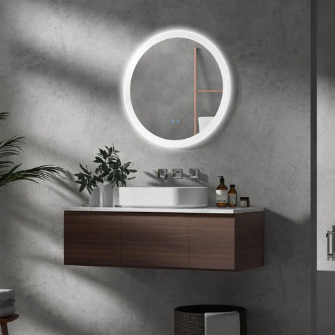 Rootz Bathroom Mirror - Bathroom Mirror With Led Light - Touch Sensor - Anti-fog Function - Wall Mount Makeup Mirror - Silver - 70cm x 70cm x 3cm