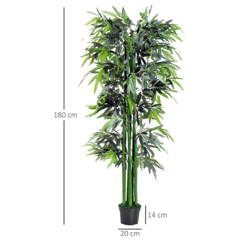 Rootz Artificial Plant - Artificial Bamboo - Artificial Bamboo Tree Plant - Home - Office - Green + Black - 20cm x 20cm x 180cm