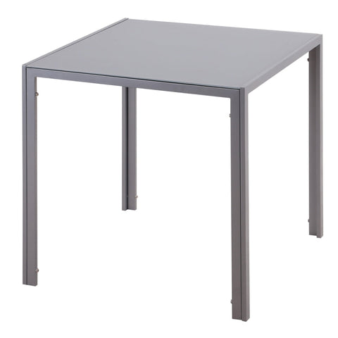 Rootz Dining Table - Kitchen Table - Glass Table - Square Table - Glass Top - Compact Design - Gray - 75L x 75W x 75H cm