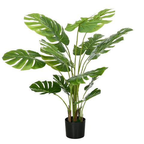 Rootz Artificial Plant - Realistic Artificial Plant - Monstera Deliciosa - 1 Planter And Cement Soil - Green - 17.5 cm x 17.5 cm x 120 cm