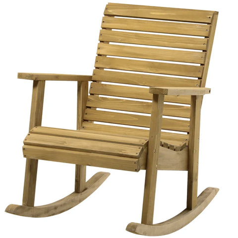 Rootz Garden Chair - Rocking Function - Wide Seat And Backrest - Natural Wood - Light Brown - 64 x 86 x 85 cm