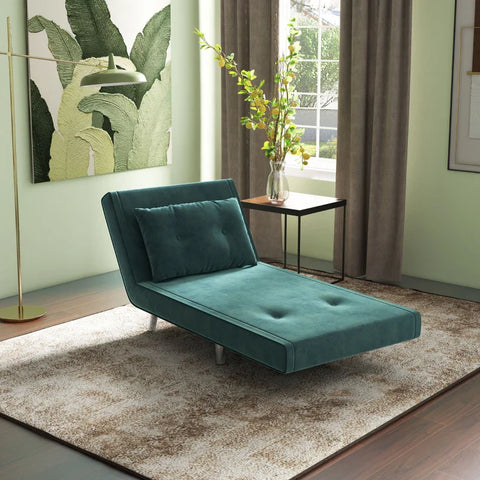 Rootz Sleeping Chair - Reclining Chair - With Reclining Function - Button Stitching - Linen Look - Green - 77 cm x 88 cm x 83 cm