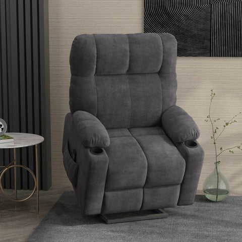 Rootz Stand-up Senior Chair - Reclining Function - Electric Riser Chair - Including Remote Control - Dark Gray - 144 cm x 91 cm x 88 cm