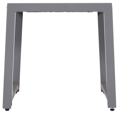 Rootz Garden Table - Garden Side Table - Coffee Desk - Garden Furniture With Tempered Glass - Polyrattan + Aluminum - Gray - 50 x 49.5 x 50 cm