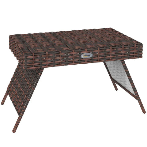 Rootz Garden Table - Outdoor Coffee Table - Outdoor Side Table - PE Rattan - Weather Resistant - Brown - 60cm x 41cm x 41cm