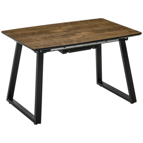 Rootz Extendable Dining Table - Rectangular - Wood Effect Tabletop - for 4-6 People with Steel Frame - Hidden Leaves for Kitchen - Dining Room - Living Room - Black + Brown - 120cm x 80cm x 76cm