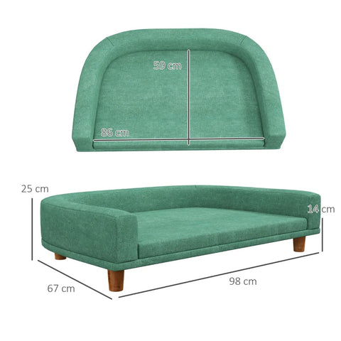 Rootz Dog Bed - Thick Cushion - Dog Sofa - Elegant Design - Pet Sofa - Eucolyptus - Polyester-MDF - Green - 68L x 68W x 35H cm