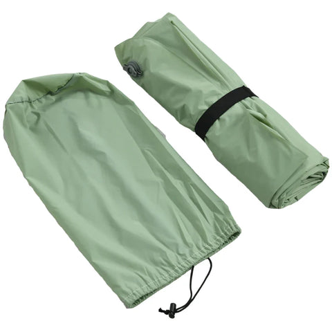 Rootz Air Mattress - Including Air Pump - Camping Mattress - 1 Pillow - Waterproof - Durable Material - Carry Bag - 40D Nylon TPU - Green - 200L x 135W x 10H cm