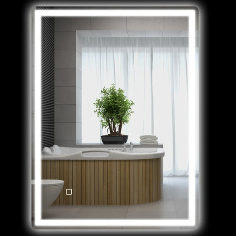 Rootz Bathroom Mirror - LED Bathroom Mirror - Wall Mirror - Anti-fog Function - Aluminum Alloy - White - 60 x 80 x 4 cm