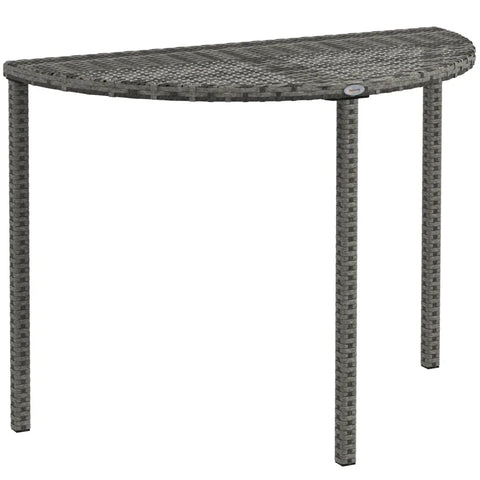 Rootz Garden Table - Balcony Table - Modern Design - Half-round - Polyrattan + Metal - Gray - 100x50x74 cm