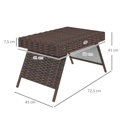 Rootz Garden Table - Outdoor Coffee Table - Outdoor Side Table - PE Rattan - Weather Resistant - Brown - 60cm x 41cm x 41cm