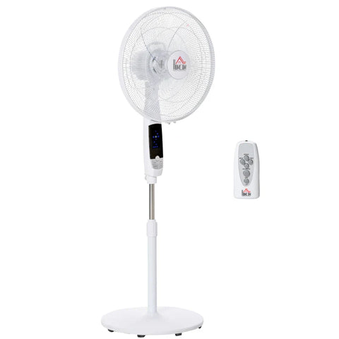 Rootz Pedestal Fan - 3 Speeds - 3 Modes - Timer - Remote Control - Black + White - 45 x 42 x 118-138 cm