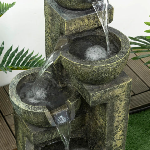 Rootz Fountain - 3 Settings - Weather Resistant - Garden Decoration - Gray - 25cm x 24cm x 60cm