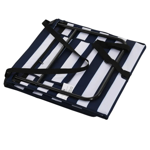 Rootz Beach Lounger - Folding - Adjustable Backrest - Side Pocket - Soft Padding - Steel Frame - Blue + White - 142x51x40cm
