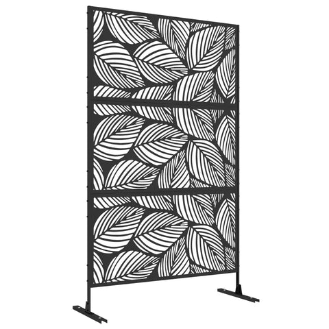 Rootz Privacy Screen - Outdoor Privacy Screen - Garden Partition - Floral Pattern - Metal -  Black - 122 x 45 x 198 cm