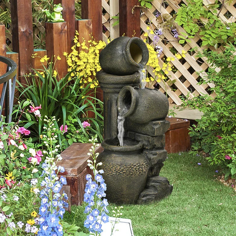 Rootz Fountain - Adjustable Pump - Garden Decoration - Weather Resistant - Gray - 25cm x 24cm x 60cm