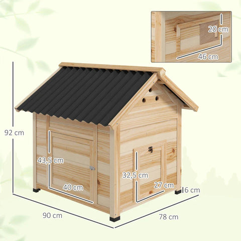 Rootz Duck House - Small Animal Pen - Weatherproof - 2 Entrances - 2 Ramps - Natural + Black - 78 x 90 x 92 cm