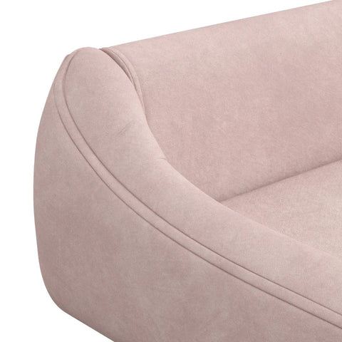 Rootz Pet Sofa - Dog Sofa - Scandi Design - Removable Cushion - Velvet Look - Pink + Natural - 102cm x 58.5cm x 42.5cm