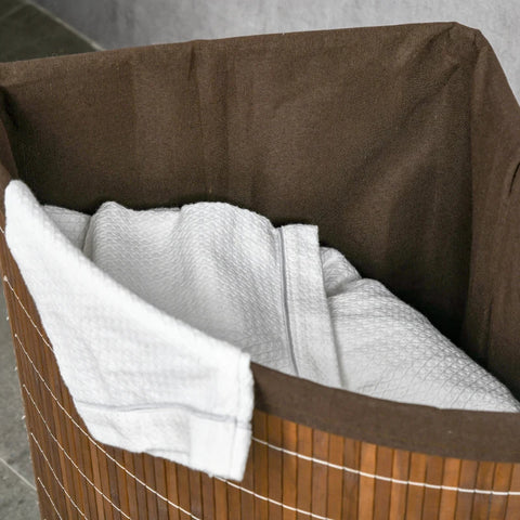 Rootz Laundry Basket - Laundry Hamper - 55l Capacity - Removable Lid - Bamboo - Polyester Blend - Brown - 38 cm x 38 cm x 57 cm