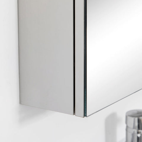 Rootz Mirror Cabinet - Bathroom Cabinet - 3 Mirror Doors - 5 Interior Shelves - Stainless Steel - Silver - 70 x 12 x 55 cm