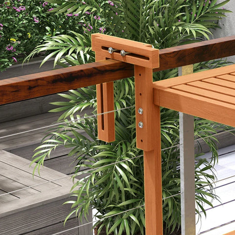 Rootz Hanging Table - Height Adjustable - Garden Table - Weatherproof - Outdoor Folding Table - Pinewood - Teak Wood - 68W x 65D x 40.5 -55H cm