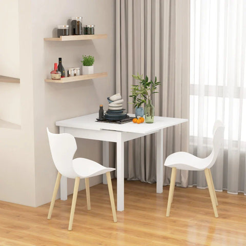 Rootz Dining Table - Kitchen Table - Folding Table - Extendable - Modern Design - Pinewood - White - 120 Cm X 80 Cm X 75 Cm