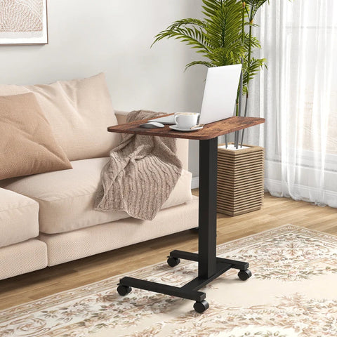 Rootz Standing Desk - Laptop Table - Height Adjustable - 4 Wheels - Brown + Black - 65 cm x 48 cm x 108 cm