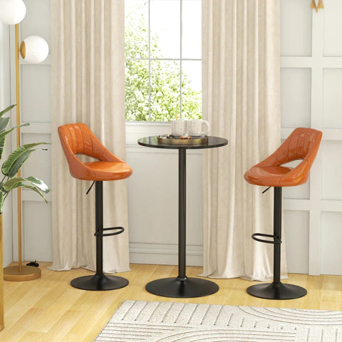 Rootz Bar Table - Table For 2 People - Modern Design - Round Table - Powder-coated Steel - Black - 60 x 60 x 102 cm